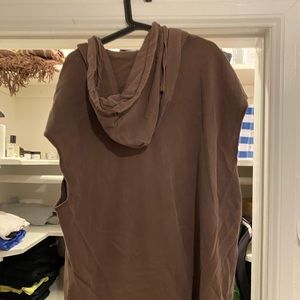 Brown Sleeveless Hoodie Jacket